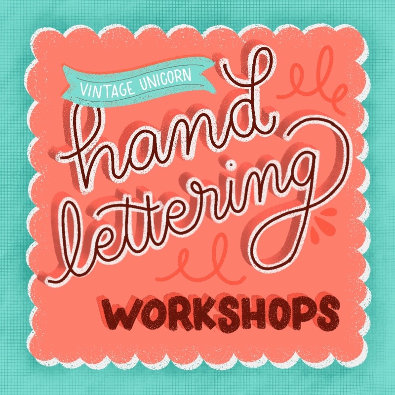 Vintage Unicorn hand lettering workshops